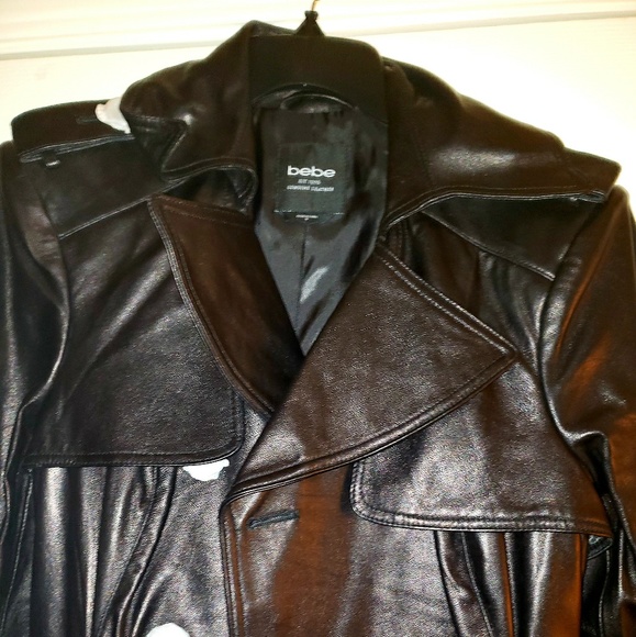 Bebe Hi Low leather trench coat sz Medium New - Picture 6 of 8
